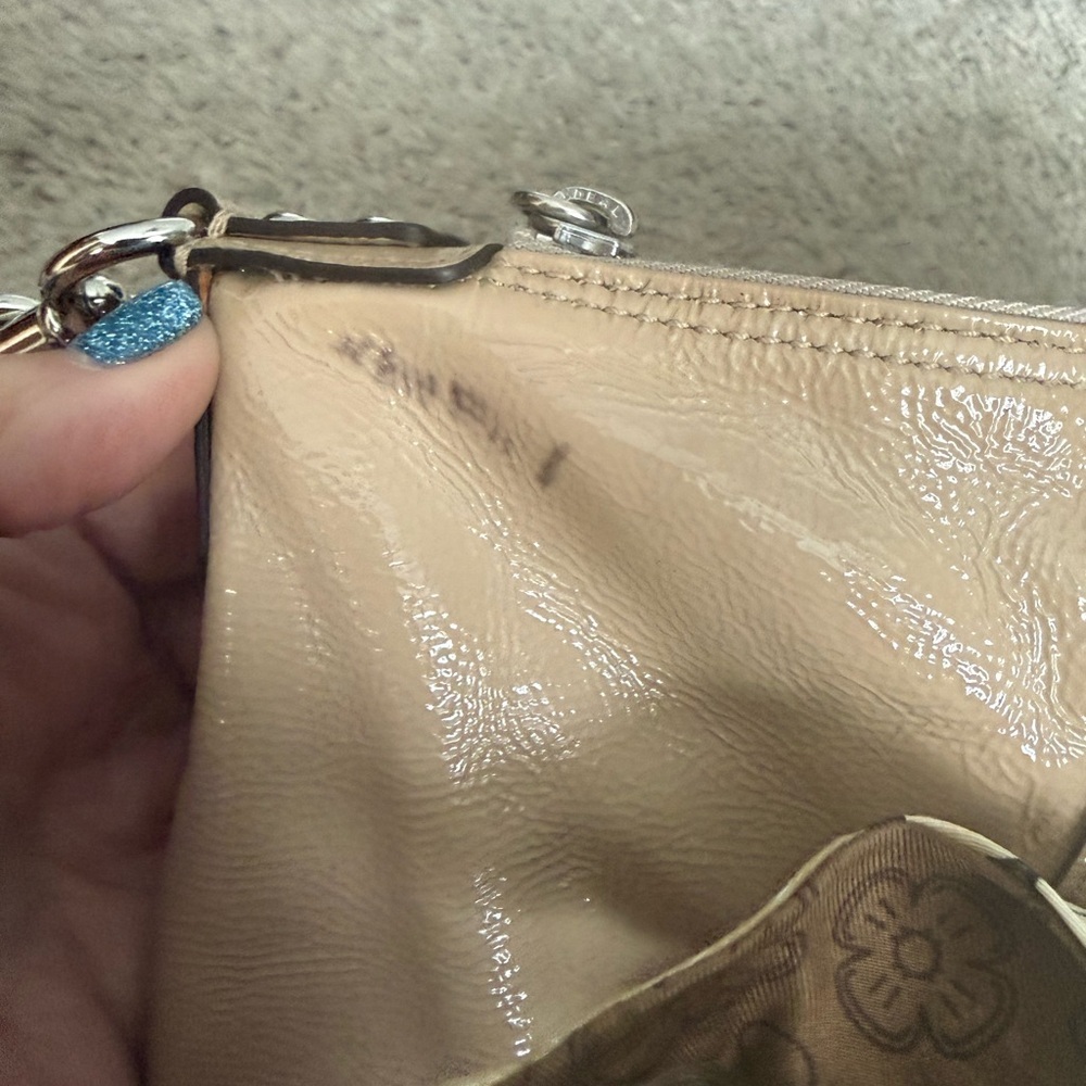 Coach Beige Leather Satchel with Floral Scarf - Picture 3 of 10